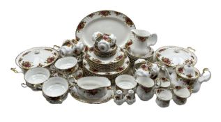 Royal Albert Old Country Roses dinner and tea service comprising eight dinner plates