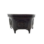 Chinese Ming dynasty bronze incense burner of hexagonal design with key pattern border and with pane