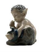 Royal Copenhagen figure 'Faun with Snake' no. 1712 designed by Christian Thomsen