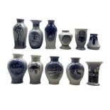 Nine Royal Copenhagen Christmas vases dated 1917