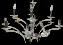 Oaks Wroxton twelve light chrome and crystal chandelier W83cm