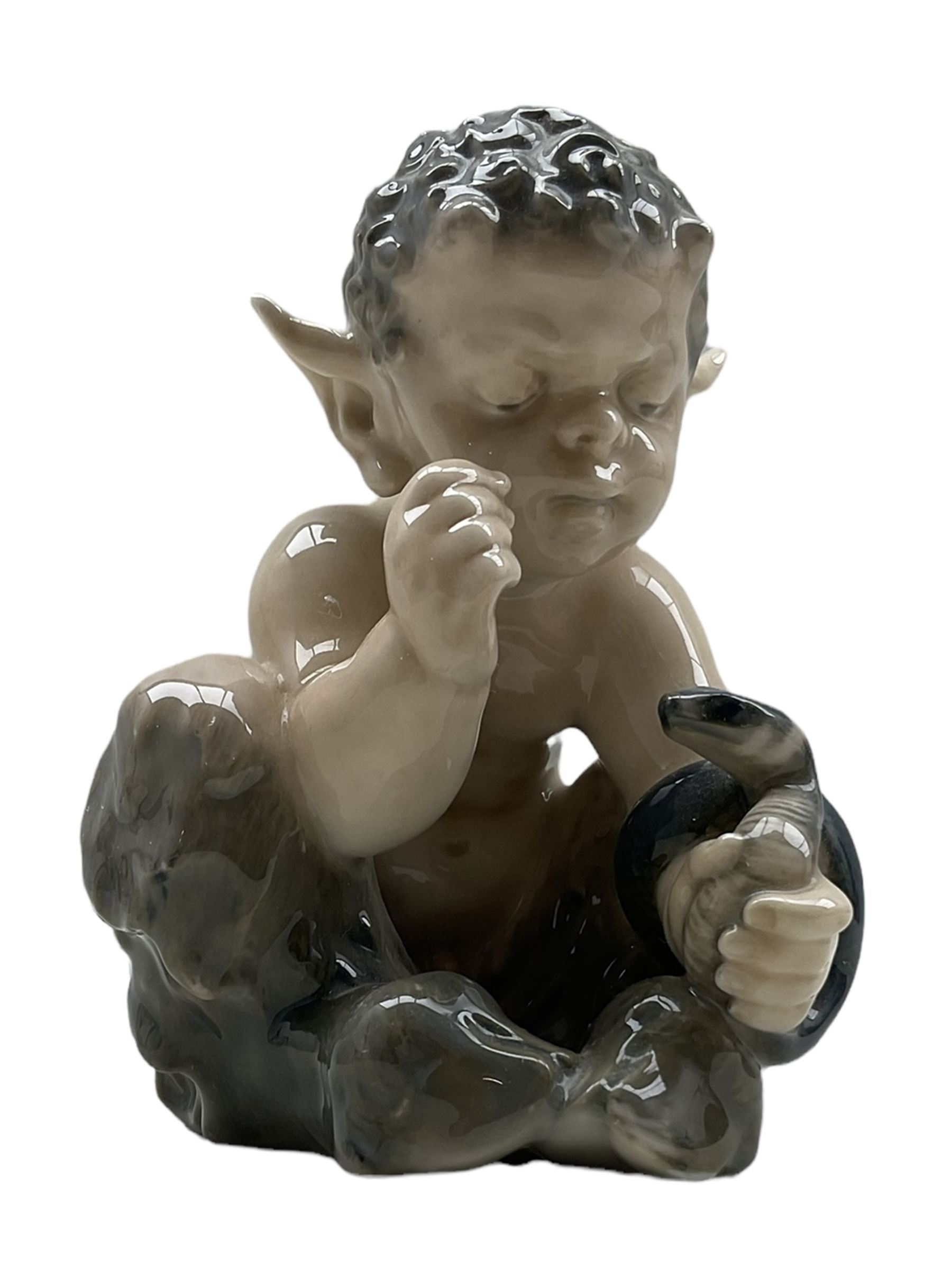 Royal Copenhagen figure 'Faun with Snake' no. 1712 designed by Christian Thomsen - Image 2 of 4