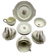 Paragon tea set pattern X2886 decorated with a centre spray within a dot border comprising six cups