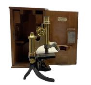 Black and brass compound microscope by E Leitz Wetzlar No.76336