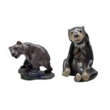 Bing & Grondahl porcelain model of a seated Bear no. 1762a together with a Dahl Jensen Bear no. 1122