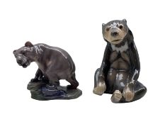 Bing & Grondahl porcelain model of a seated Bear no. 1762a together with a Dahl Jensen Bear no. 1122