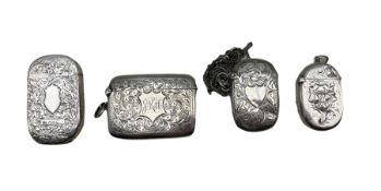 Edwardian rectangular silver vesta case with engraving and initials Birmingham 1903