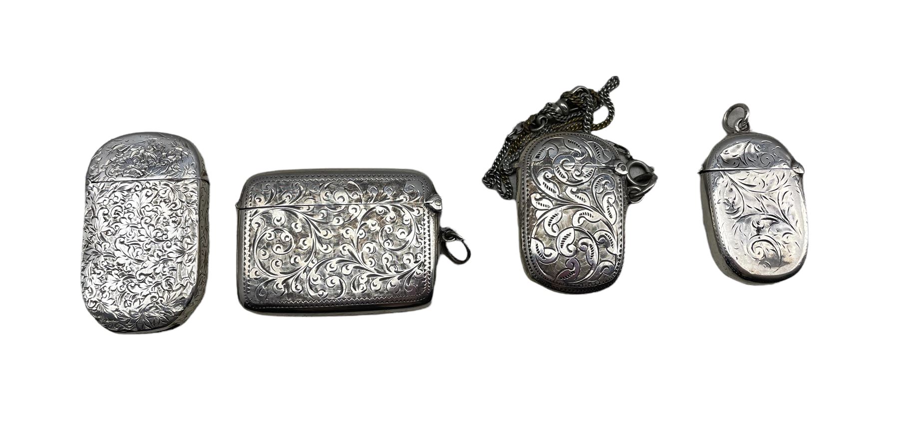 Edwardian rectangular silver vesta case with engraving and initials Birmingham 1903 - Image 2 of 2