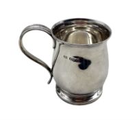 Plain silver baluster christening mug with loop handle H9cm Sheffield 1936 Maker Atkin Bros 4.7oz