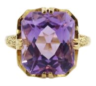 9ct gold single stone amethyst ring