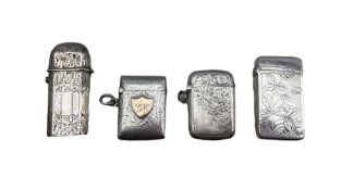 Late Victorian engraved silver vesta case