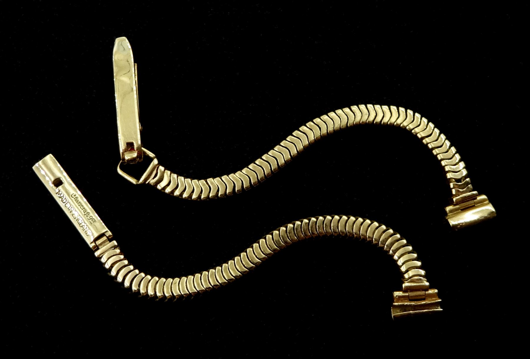 Gold herringbone link watch bracelet