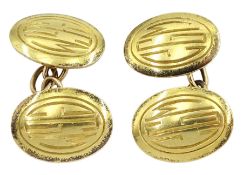 Pair of Art Deco 18ct gold oval cufflinks