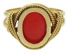 Gold single stone coral ring