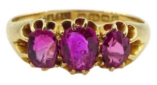 18ct gold synthetic pink corundum ring