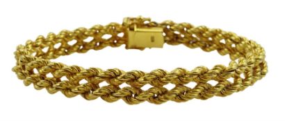 9ct gold double row rope twist link bracelet