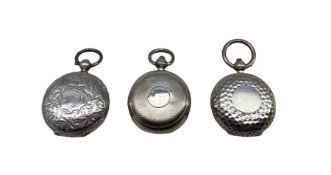 George V silver circular case with hammered decoration Birmingham 1911 Maker Aaron Lufkin Dennison