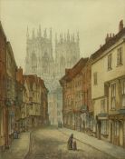 Circle of George Fall (British 1848-1925): View of York Minster from Petergate
