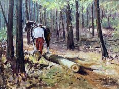 Chris Bird (Yorkshire 1949-): 'Logging in the Spring Woods - Thorpe Salvin Rotherham'