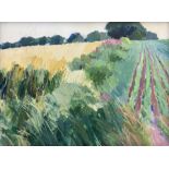 Jack Hellewell (Northern British 1920-2000): Ploughed Fields with Foxgloves