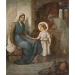 John Lawson (Scottish 1838-?): Mary and Jesus as a Boy with Joseph Working