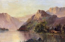 Henry Cooper (British 1859-1934): Highland Scene with Cottage and Lake
