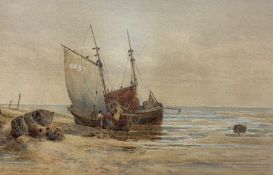 Edmund (Cleavesmith) Cleave Smith (British 1853-1900): 'Waiting for the Tide Pwllheli North Wales' w