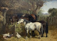 Attrib. John Frederick Herring Jnr. (British 1815-1907): Horses Feeding