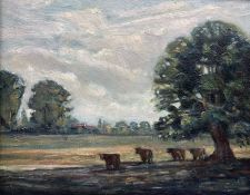 Michael Chapman (British 1933-): 'Foulsham' Norfolk - Landscape with Cows