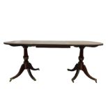 Regency design twin pillar dining table