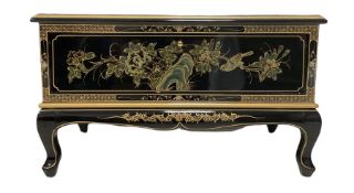 Chinese black lacquered and gilded TV cabinet