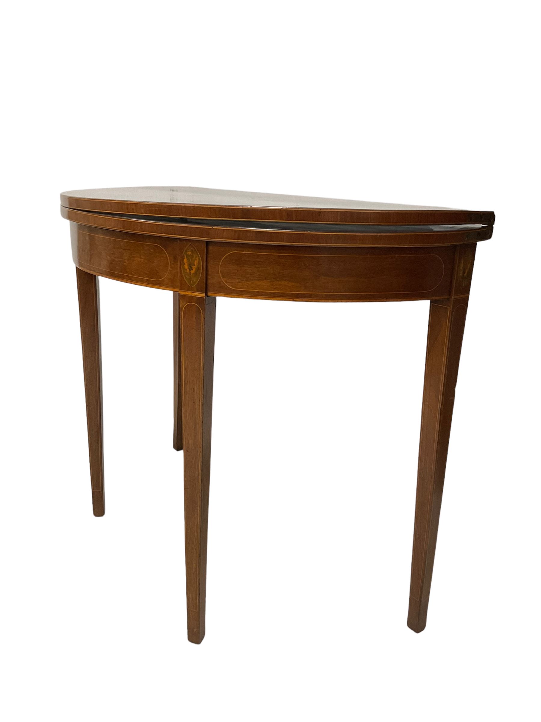 George III mahogany demi lune tea table - Image 2 of 4