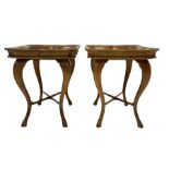 Pair of walnut tray top tables