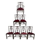 Set five (4+1) Georgian style mahogany dining chairs