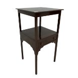 George III mahogany two tier side table with one drawer