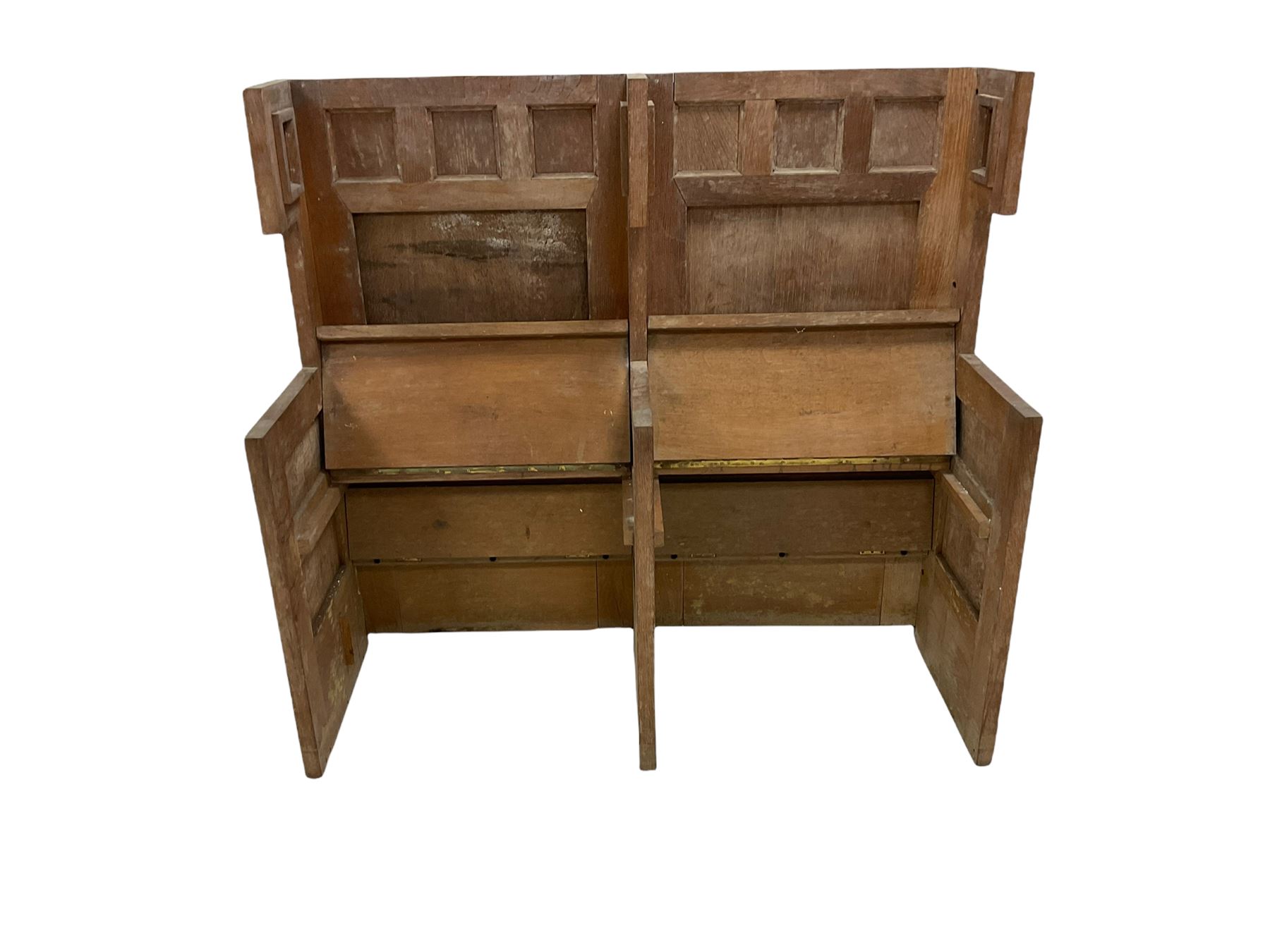 Oak priory pew with hinged seats W125cm - Image 4 of 4