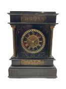 A Belgium slate mantle clock with a French striking movement c1880