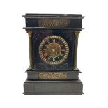 A Belgium slate mantle clock with a French striking movement c1880