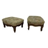 Pair Victorian walnut footstools