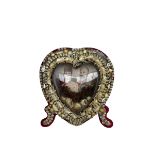 Early 20th century heart shape shell valentine inset with a print of Edward VII and Queen Alexandra