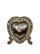 Early 20th century heart shape shell valentine inset with a print of Edward VII and Queen Alexandra