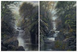 J Fairfax (British early 20th century): 'Fairy Glen' Waterfall Scenes
