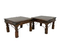 Pair of Indian hardwood coffee tables