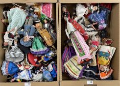 Large collection of souvenir dolls in five boxes (qty)