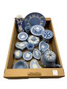 Group of Wedgwood jasperware and similar vase in one box