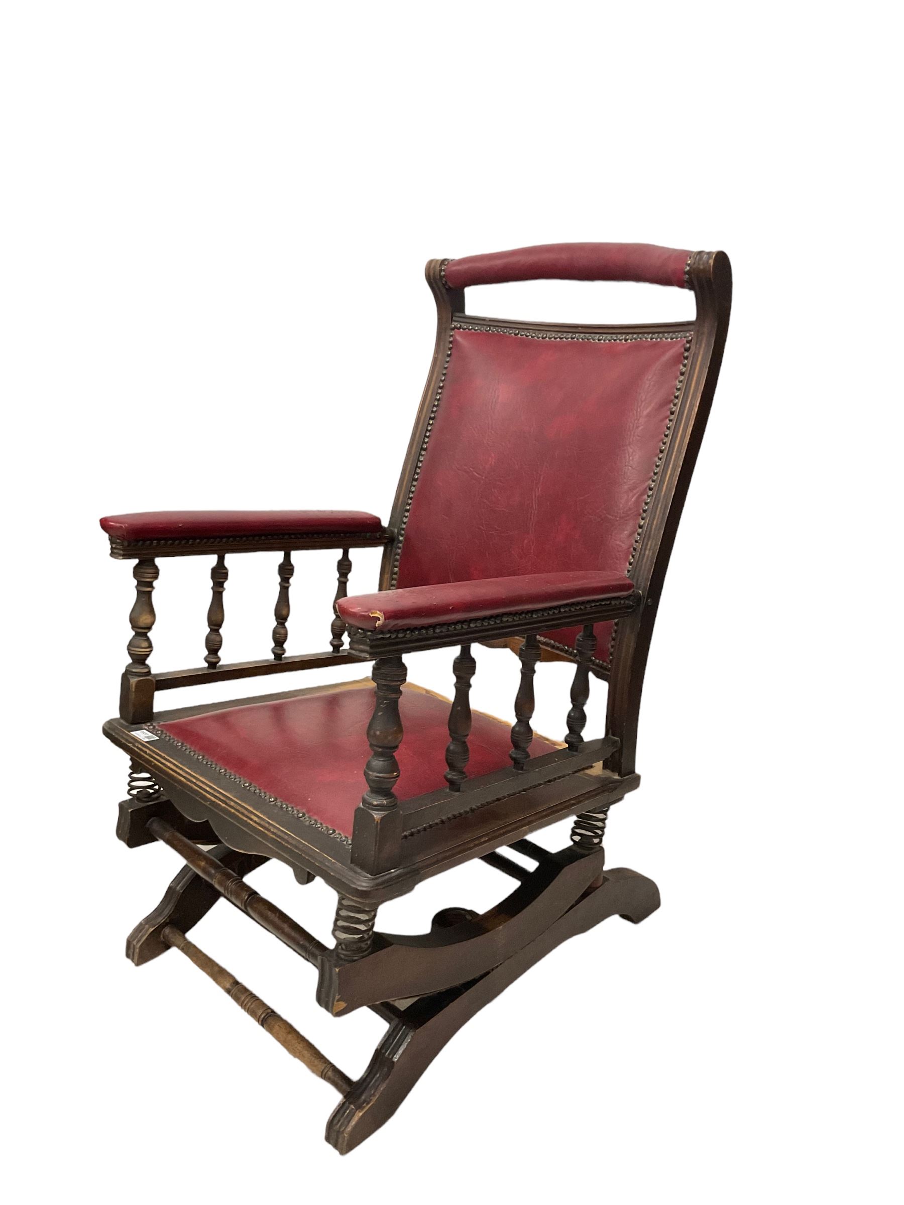 American style rocking chair in red leather