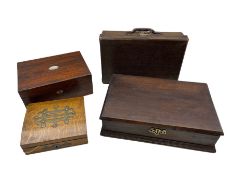 Early 20th century oak and brass bound jewellery box