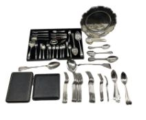 Quantity of plated cutlery in various designs and plated bread board frame