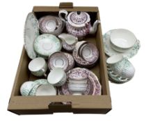 Pink lustre tea set and another early 20th century tea set in one box