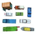 Collection of diecast vehicles and models including Matchbox Super Kings K-65 Plymouth Trail Duster